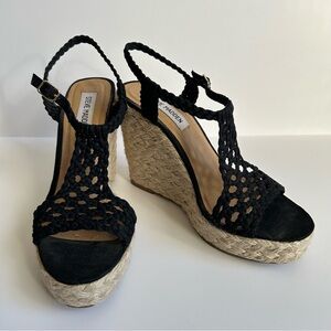 Slightly Used | Steve Madden | Comfy Black Crochet Wedges | Size 7.5